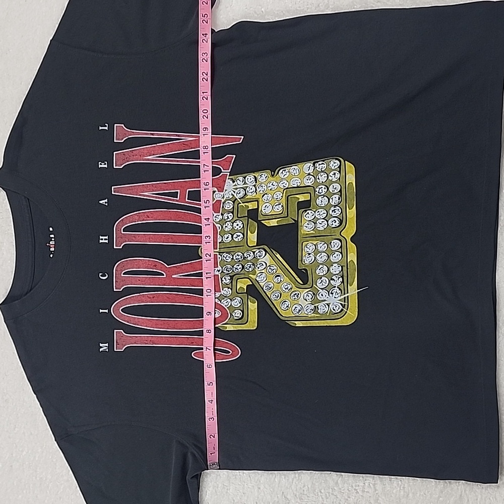 Nike Air Jordan Heritage Logo Short Sleeve Loose Fit Black Tee Shirt Brand New - Picture 8 of 13